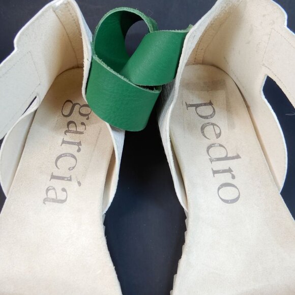 PEDRO GARCIA Jenile Ankle Strap Flat Sandals Size 41 11 White Green Leather NEW - Picture 12 of 12